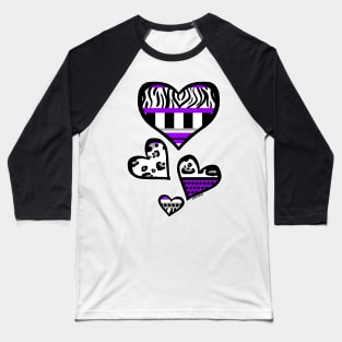 Purple Y2K Busy Stripes Baseball T-Shirt